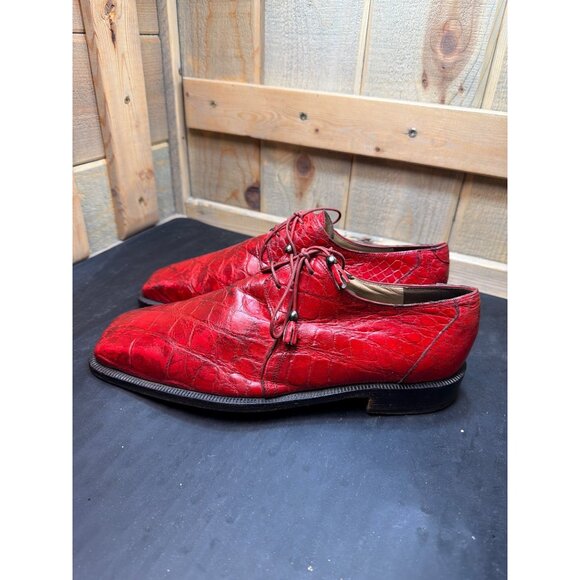 Mauri M Collection Red Genuine Alligator Leather Dress Shoes Italy Size 8.5 M main image 7
